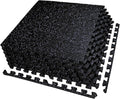 0.56in Thick 24 Sq Ft Exercise Equipment Mats, 6 Tiles Upgraded Rubber Top with High Density EVA Foam, Large Interlocking Puzzle Gym Flooring for Home Gym, Heavy Weight Workout, Black & Purple