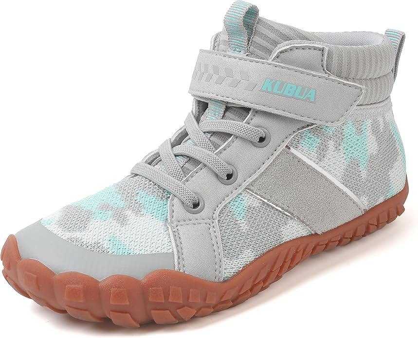 KUBUA Kids High Top Barefoot Shoes Boys Girls Minimalist Sneakers Lightweight Comfort Zero Drop Shoes Toddler Little Big Kid