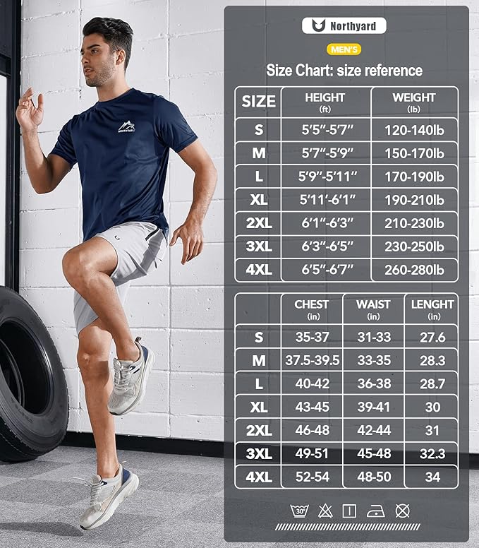 NORTHYARD Men's UPF 50+ Sun Protection Shirts Swim SPF UV Quick Dry Short Sleeve T-Shirts for Athletic Fishing Rash Guard