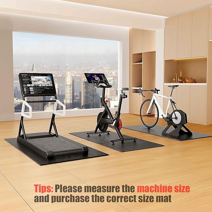 Bike Mat Compatible with Peloton Bike,Elliptical,Treadmill Mat, 6mm Thick, Under Exercise Bike Trainer Pad for Indoor Stationary Spin Bike Gym Equipment Hardwood Floor Carpet Protector