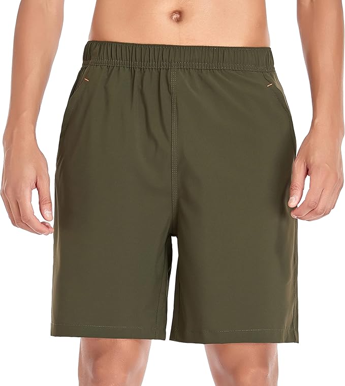 Men's Gym Shorts Sports Quick Dry Workout Running or Casual Training Short with Zipper Pockets