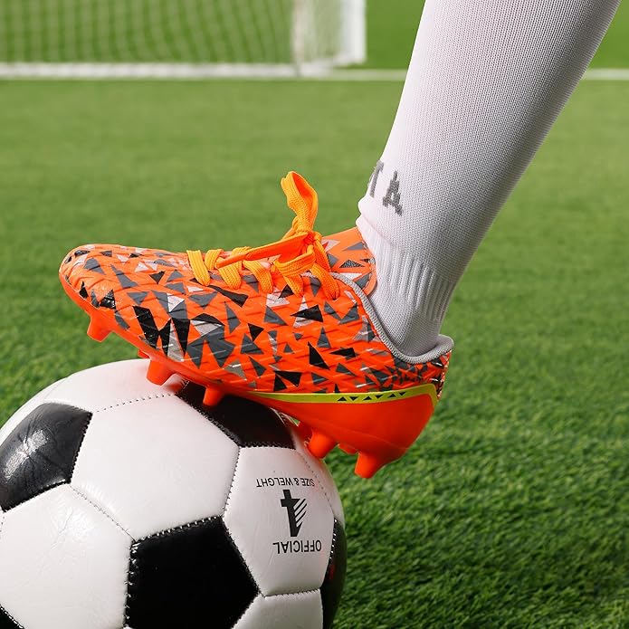 DREAM PAIRS Boys Girls Soccer Cleats Youth Firm Groud Athletic Outdoor Trainning Football Shoes for Little/Big Kid