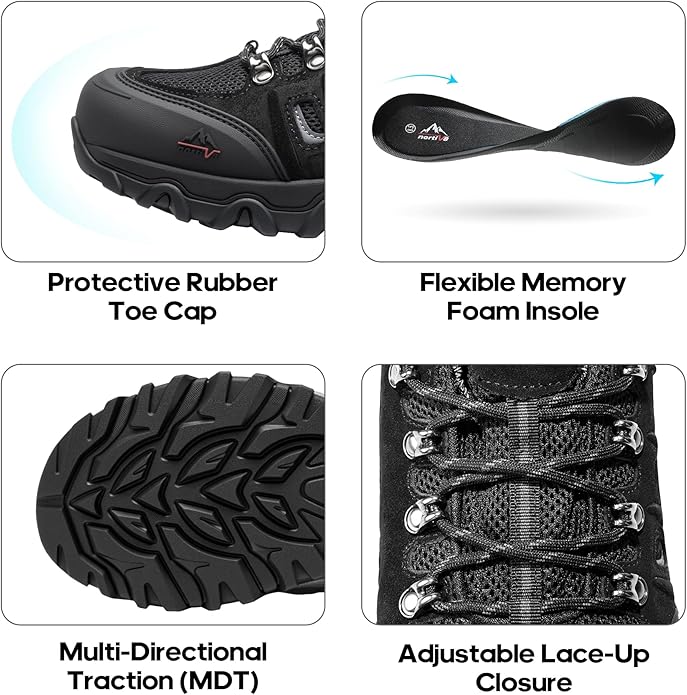 NORTIV 8 Men's Waterproof Hiking Shoes Leather Low-Top Hiking Shoes for Outdoor Trailing Trekking Camping Walking Quest