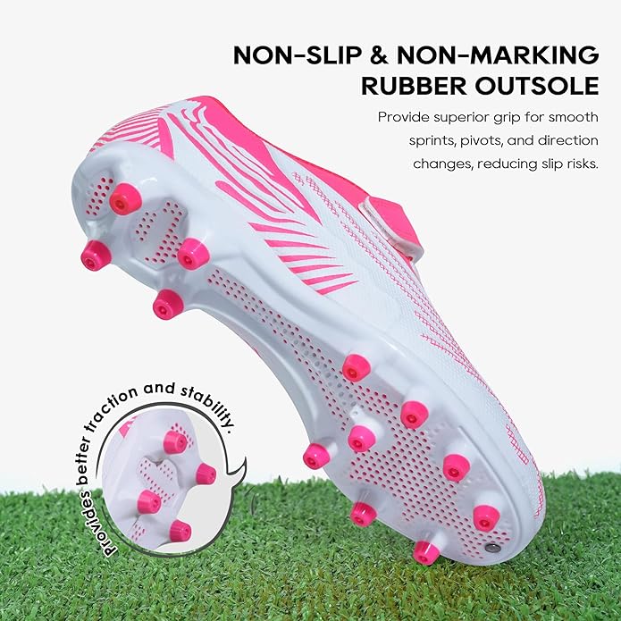 brooman Kids Firm Ground Soccer Cleats Boys Girls Athletic Football Shoes