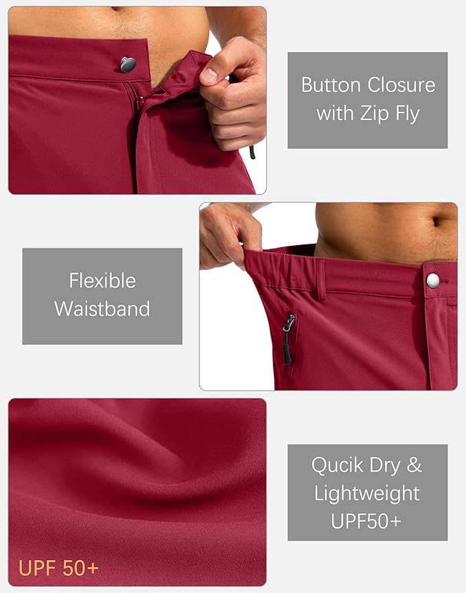 Pudolla Men's Hiking Cargo Shorts 9" Lightweight Outdoor Work Shorts for Men Travel Golf Camping Casual with 5 Zipper Pockets