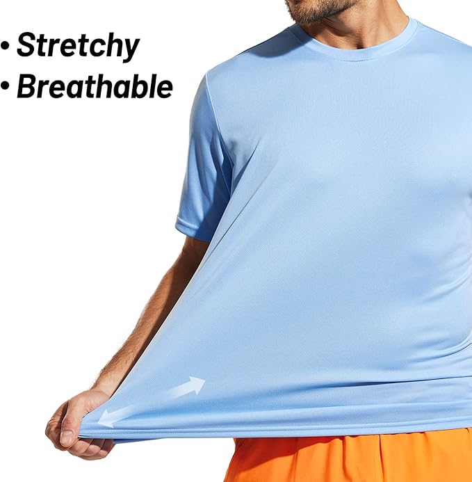 MIER Men's Quick Dry Workout Shirts Moisture Wicking Running Athletic Performance T-Shirts Recycled Polyester Top Tee