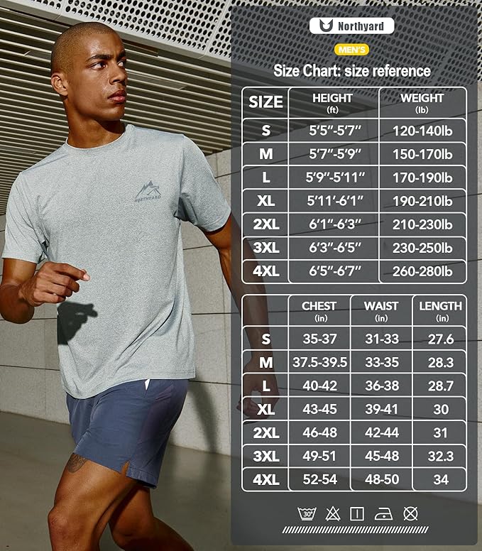 NORTHYARD Men's UPF 50+ Sun Protection Shirts Swim SPF UV Quick Dry Short Sleeve T-Shirts for Athletic Fishing Rash Guard