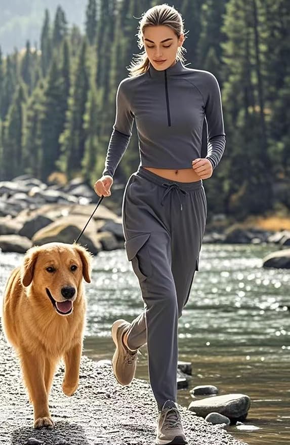 Kcutteyg Womens Water Resistant Hiking Pants with Pockets Quick Dry Soft Athletic Workout Joggers Pants for Camping Travel