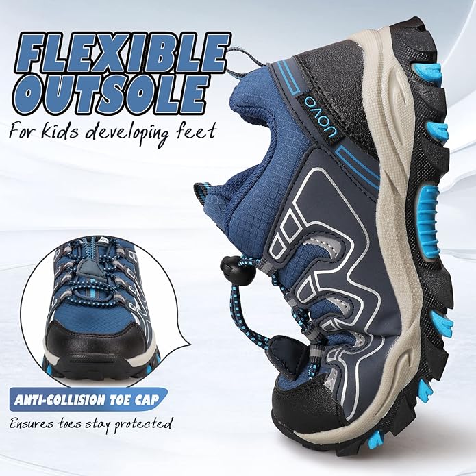 UOVO Boys Girls Kids Sneakers Hiking Running Outdoor Walking Tennis Shoes Waterproof Non Slip Fashion Sneakers(Little/Big Kids