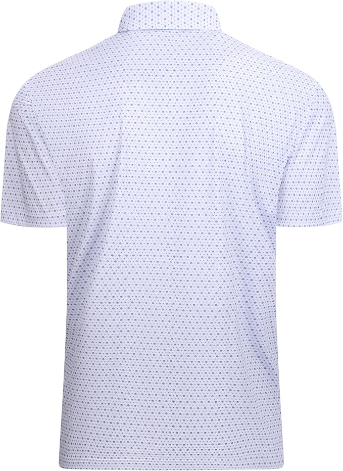 Alex Vando Mens Golf Shirt Moisture Wicking Classic Print Golf Shirts for Men