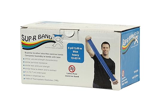 CanDo Sup-R Band Latex Free Exercise Band, 6 Yard Roll, Blue, Level 4, Heavy Resistance