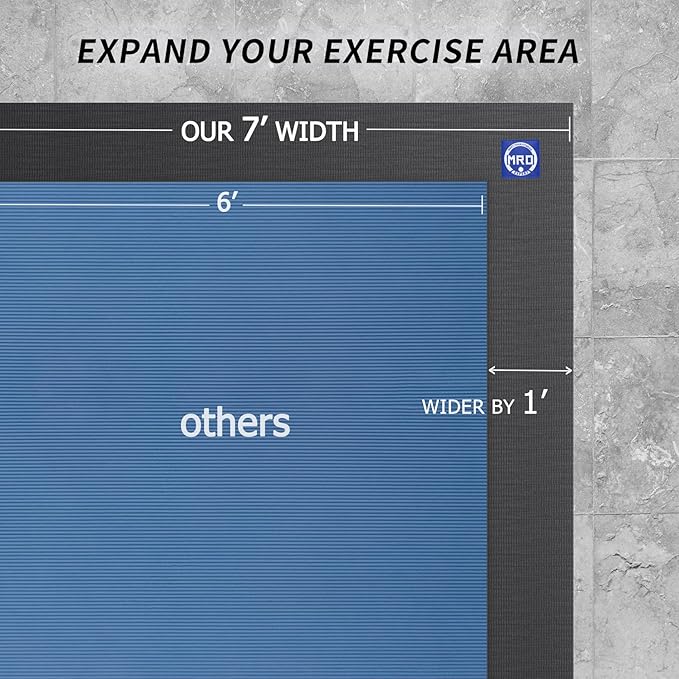 MRO Extra Large Exercise Mat 12'x7'/9'x7'/7'x7'/7'x5'(7mm), High-Density Workout Mats for Home Gym Flooring, Non-Slip, Extra Thick Durable Cardio Mat, Ideal for Plyo, MMA, Jump Rope - Shoe Friendly