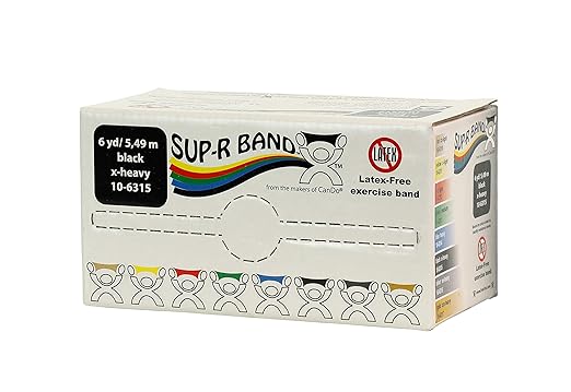 CanDo 10-6315 Sup-R Latex Free Exercise Band Roll, 6 yd Length, Black-X-Heavy