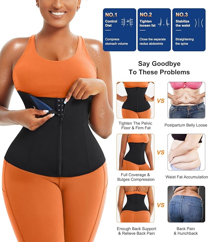 TrainingGirl Waist Trainer for Women Lower Belly Waist Trimmer Corset Tummy Wrap Workout Sweat Belt Band Sports Sauna Suit