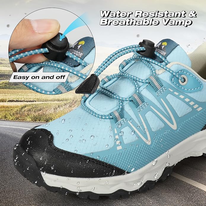 UOVO Boys Girls Hiking Shoes Kids Waterproof Running Trail Fashion Sneakers Breathable Lightweight Non-Slip Outdoor Walking Sports Shoe(Little/Big Kids)