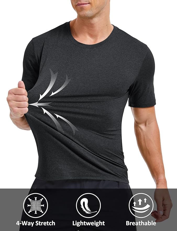 MAGCOMSEN Men's Dry Fit Workout Shirts Short Sleeve Tee Shirts Moisture Wicking Athletic Running Performence Tshirts