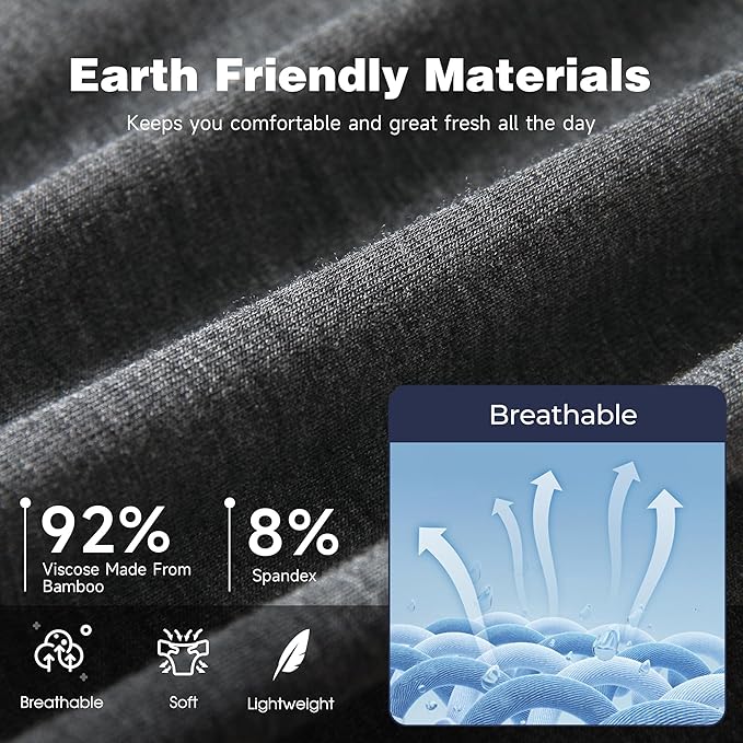 BAMBOO COOL Men's Ultra ComfortSoft Underwear, Moisture Wicking & Breathable No Ride Up Boxer Briefs with Fly, Multipack