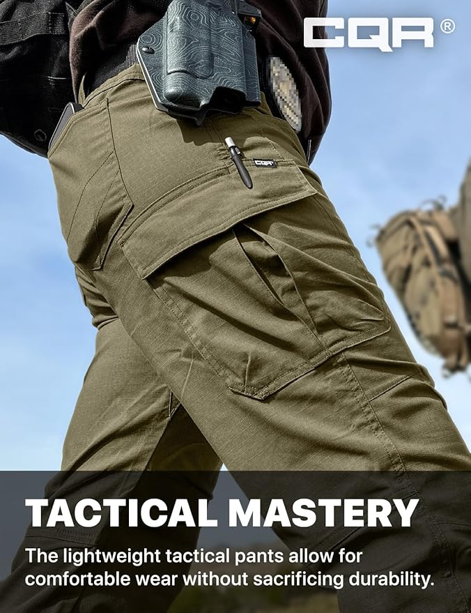 CQR Women's Flex Stretch Tactical Pants, Water Resistant Ripstop Cargo Work Pants with Pockets for Outdoor & Hiking
