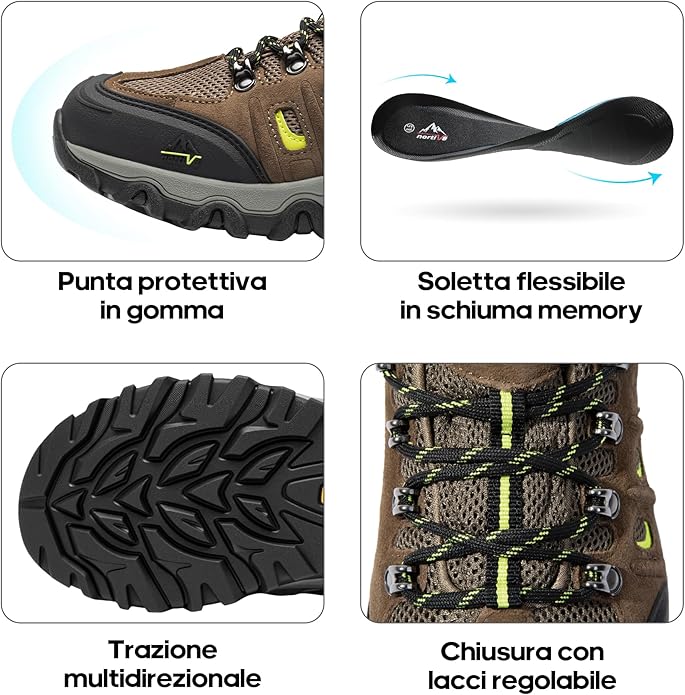 NORTIV 8 Men's Waterproof Hiking Shoes Leather Low-Top Hiking Shoes for Outdoor Trailing Trekking Camping Walking Quest