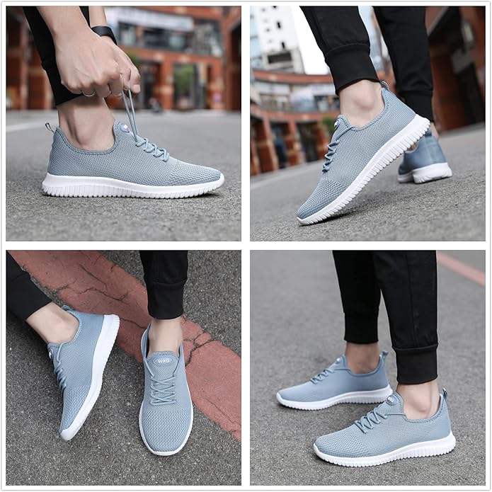 WXQ Men's Running Shoes Comfortable Lightweight Breathable Walking Shoes Mesh Workout Casual Sports Shoes