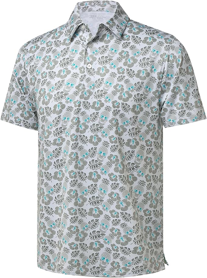 Golf Shirts for Men - Moisture Wicking Short Sleeve Performance Sport Casual Striped Collared Mens Polo Shirt
