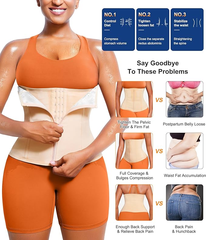 TrainingGirl Waist Trainer for Women Lower Belly Waist Trimmer Corset Tummy Wrap Workout Sweat Belt Band Sports Sauna Suit