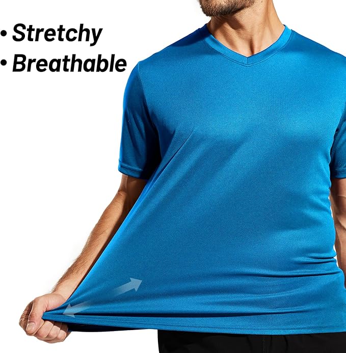 MIER Men's Quick Dry Workout Shirts Moisture Wicking Running Athletic Performance T-Shirts Recycled Polyester Top Tee