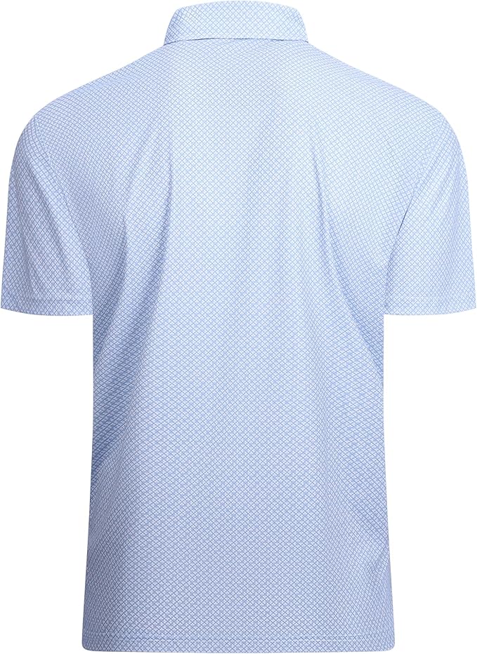 Alex Vando Mens Golf Shirt Moisture Wicking Classic Print Golf Shirts for Men