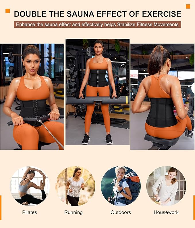 TrainingGirl Waist Trainer for Women Belly Working Out Trimmer Corset Sauna Sweat Belt Band Stomach Wrap Body Shaper Fajas