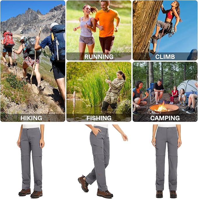 Women's Hiking Pants Convertible Zip Off Lightweight Quick Dry Outdoor Travel Camping Safari fising Pants