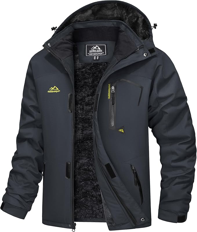 MAGCOMSEN Men's Winter Coats Water Resistant Ski Snow Jacket Warm Fleece Jacket Parka Raincoats With Multi-Pockets