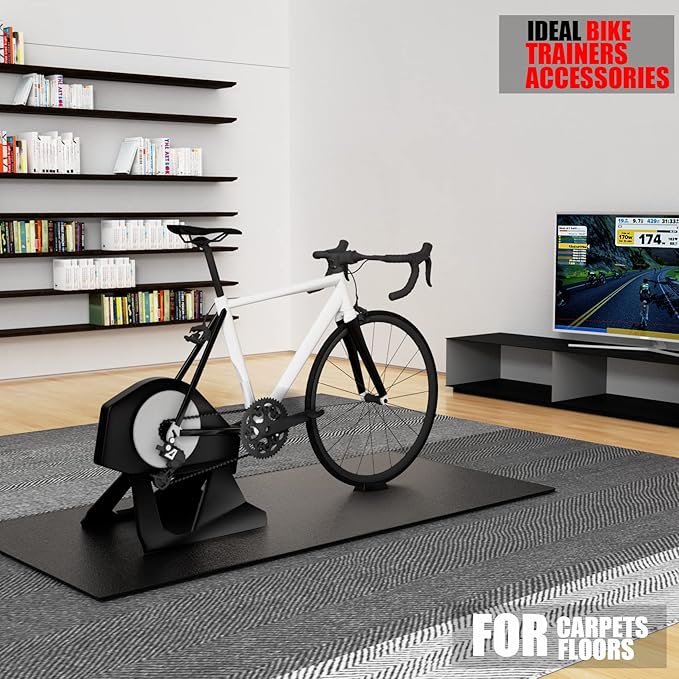 Bike Mat Compatible with Peloton Bike,Elliptical,Treadmill Mat, 6mm Thick, Under Exercise Bike Trainer Pad for Indoor Stationary Spin Bike Gym Equipment Hardwood Floor Carpet Protector