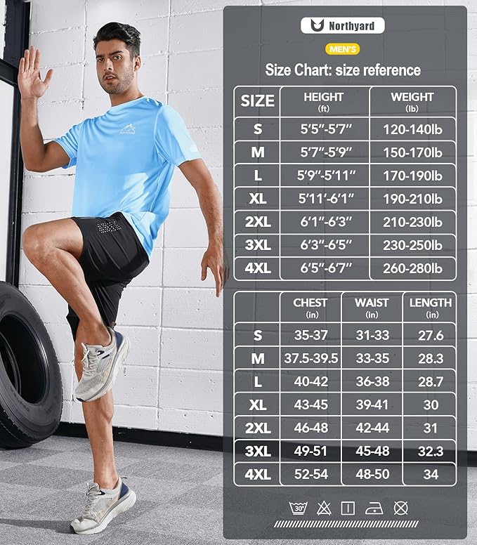 NORTHYARD Men's UPF 50+ Sun Protection Shirts Swim SPF UV Quick Dry Short Sleeve T-Shirts for Athletic Fishing Rash Guard