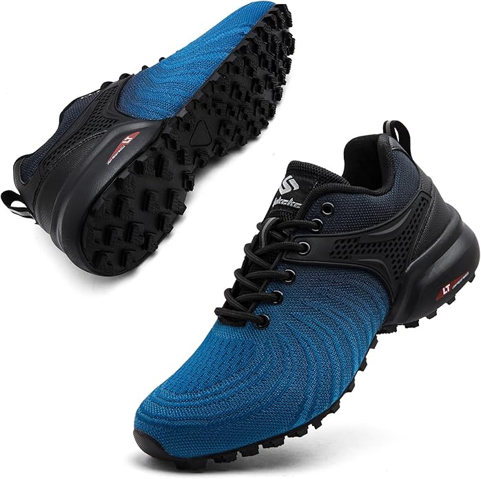 Men's Trail Running Shoes Lightweight Breathable Walking Hiking Sneakers Outdoor Athletic Tennis Cross Training Shoes