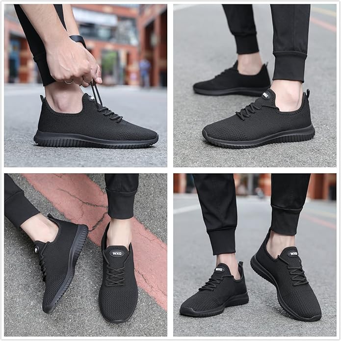 WXQ Men's Running Shoes Comfortable Lightweight Breathable Walking Shoes Mesh Workout Casual Sports Shoes