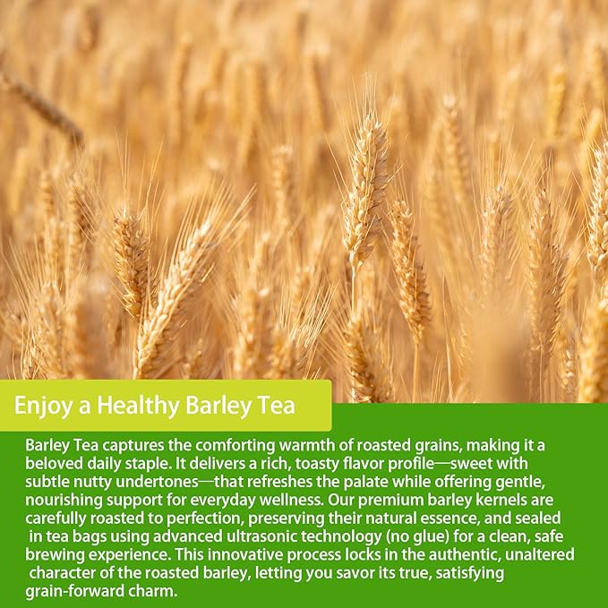 Samcci - Barley Tea, 4g×50 Count Premium Natural Roasted Barley Tea Bags - Non-GMO - Caffeine-Free - Sugar Free - Mugicha -Nutty - Digestion Support & Rich in Nutrition