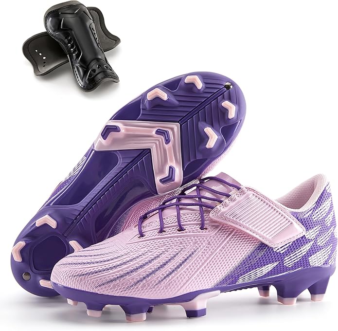 PATPAT Kids Soccer Cleats – Outdoor Firm Ground and Turf Football Training Shoes for Little Big Boys and Girls, Sizes 10-6