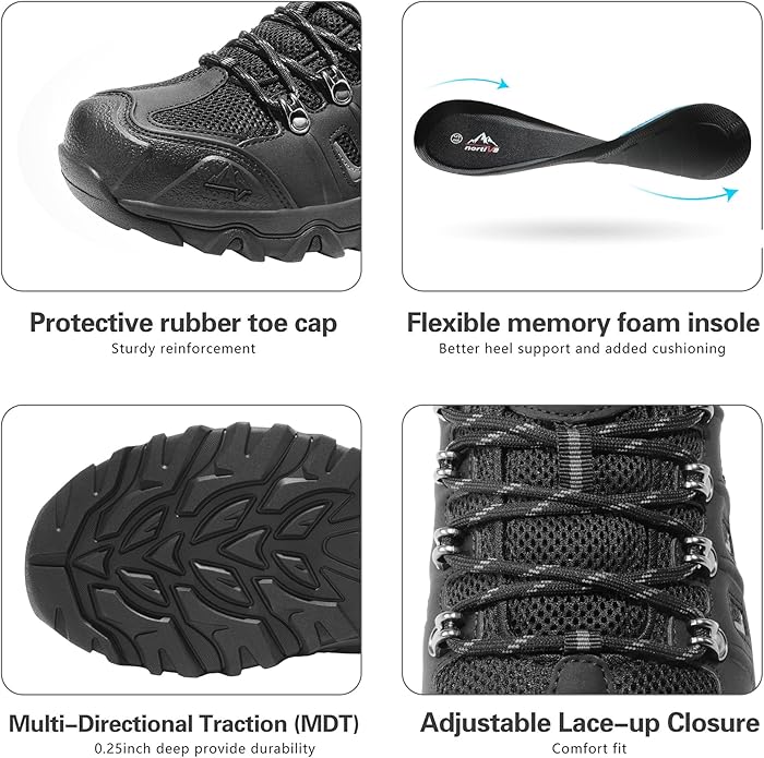 NORTIV 8 Men's Waterproof Hiking Shoes Leather Low-Top Hiking Shoes for Outdoor Trailing Trekking Camping Walking Quest