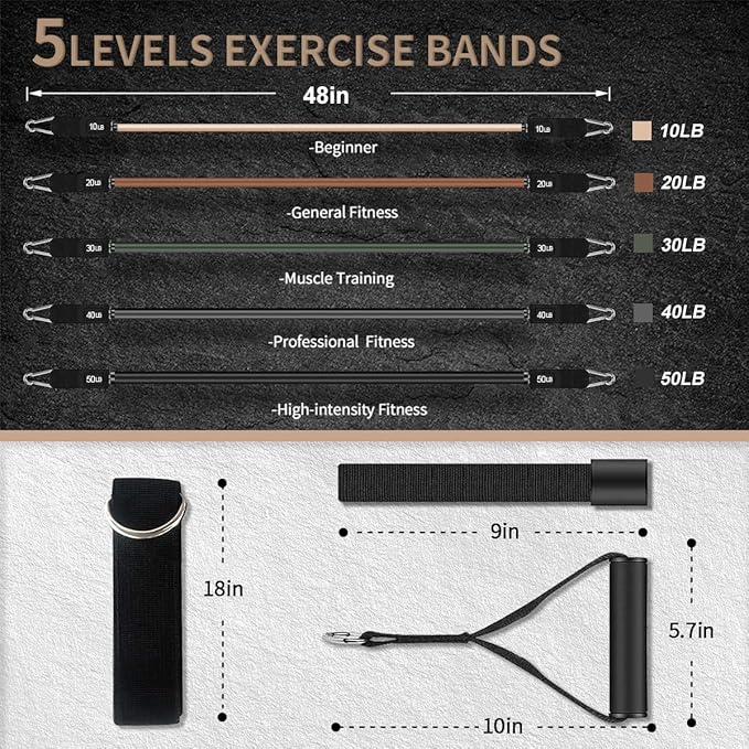 VEICK Resistance Bands, Exercise Bands, Workout Bands, Resistance Bands for Working Out with Handles for Men and Women, Exercising Bands for Fitness Weights Work Out at Home