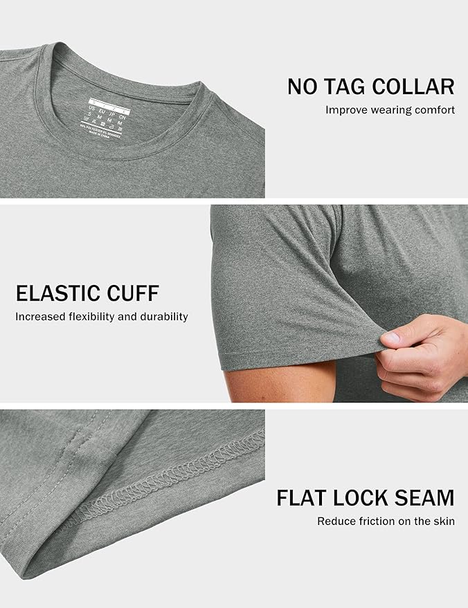 MAGCOMSEN Men's Dry Fit Workout Shirts Short Sleeve Tee Shirts Moisture Wicking Athletic Running Performence Tshirts