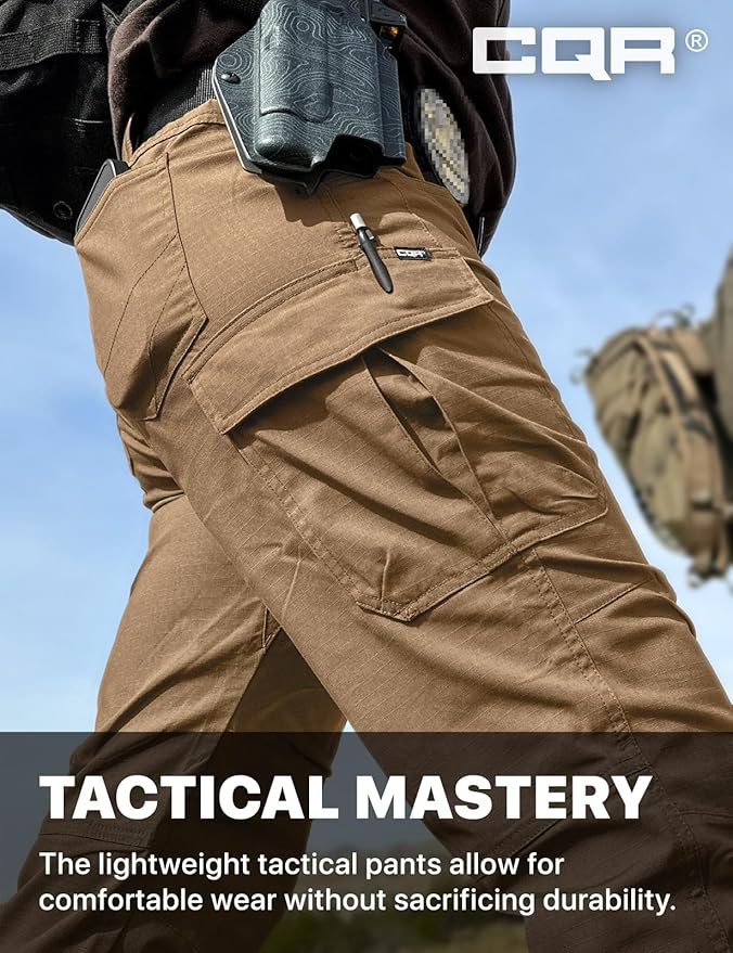CQR Women's Flex Stretch Tactical Pants, Water Resistant Ripstop Cargo Work Pants with Pockets for Outdoor & Hiking