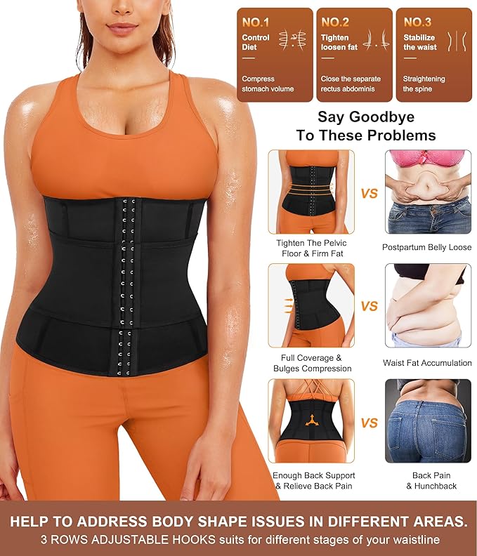 TrainingGirl Waist Trainer for Women Belly Working Out Trimmer Corset Sauna Sweat Belt Band Stomach Wrap Body Shaper Fajas