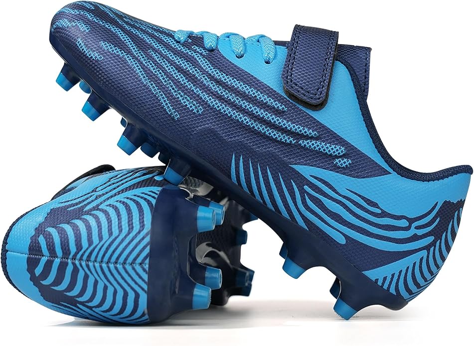brooman Kids Firm Ground Soccer Cleats Boys Girls Athletic Football Shoes