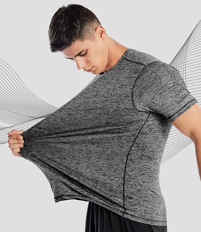 Zengjo Athletic Shirts for Men Short Sleeve Quick Dry Workout Running Gym Sport Exercise Tee Moisture Wicking