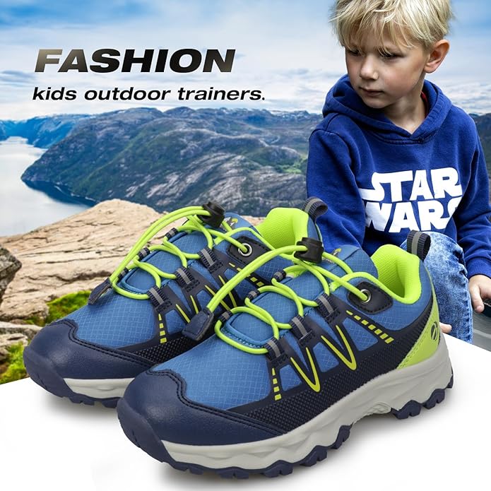 UOVO Boys Girls Hiking Shoes Kids Waterproof Running Trail Fashion Sneakers Breathable Lightweight Non-Slip Outdoor Walking Sports Shoe(Little/Big Kids)