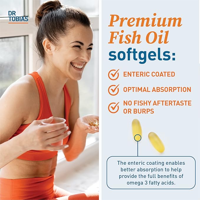 Dr. Tobias Omega 3 Fish Oil, 2000mg Triple Strength with 800mg EPA 600mg DHA Per Serving, Fish Oil Omega 3 Supplements for Heart, Brain & Immune Support, 360 Softgels, 180 Servings