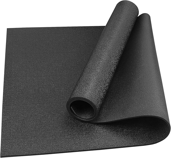 Treadmill Mat, 5'x2.5'/5.6'x2'/6.5'x3'/8'x3',6mm Thickness Exercise Equipment Mat for Carpet Hardwood Floors, Compatible with Walking Pad,Spin Bike,Elliptical Trainer,Rowing Machine
