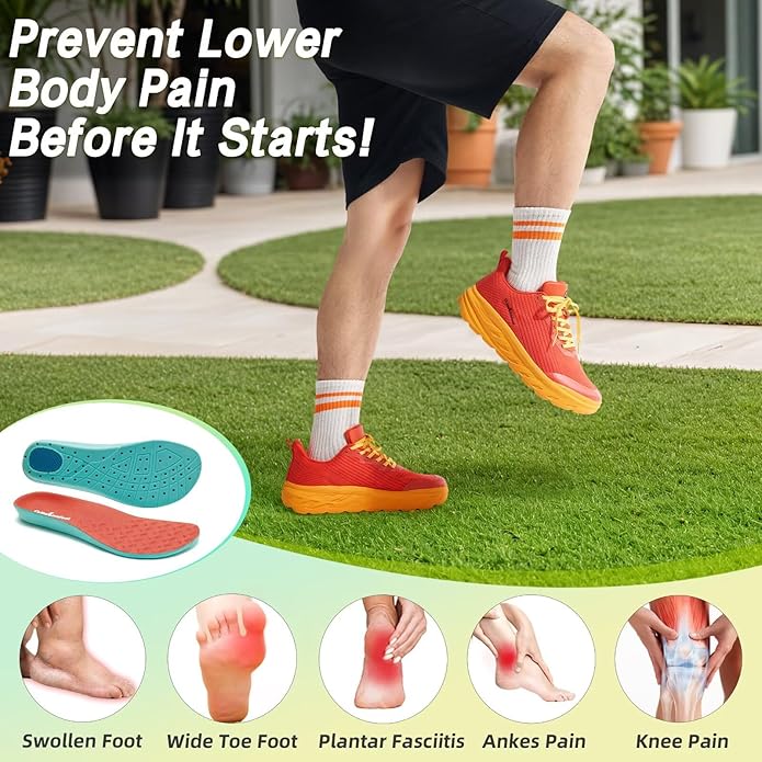 OrthoComfoot Orthopedic Diabetic Men's Wide Shoes: Comfortable Arch Support Running Sneakers, Plantar Fasciitis Wide Toe Box Work Tennis Outdoor Walking Shoes for Swollen Feet, Heel Pain
