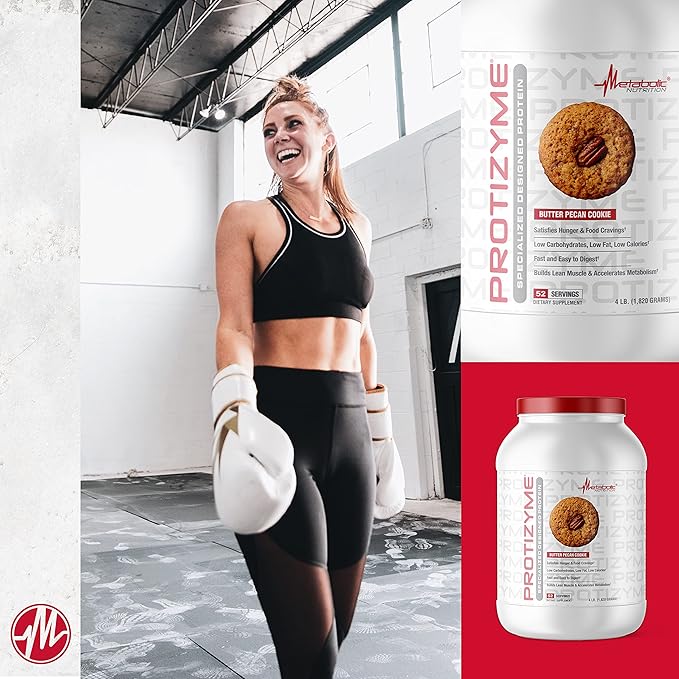 Metabolic Nutrition, Protizyme, 100% Whey Protein Powder, High Protein, Low Carb, Low Fat Whey Protein, Digestive Enzymes, 24 Essential Vitamins and Minerals, 4 Pound (52 ser)