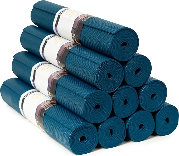 Sunshine Yoga Voyage Yoga Mat, 10 Pack, 72" x 24" Professional Studio and Gym Bulk Yoga Mats, 5mm Thick, Durable, Anti-Tear, Non Slip Fitness and Exercise Mats